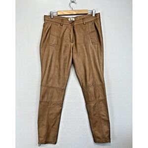 BAUM UND PFERDGARTEN Soft Lambskin Brown Leather Pants Womens Size 40 Slim Lined